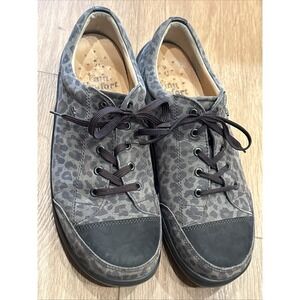 Finn Comfort Women Cheetah Print Sneaker LaceUp Leather Shock Absorber Sz 42 EUC